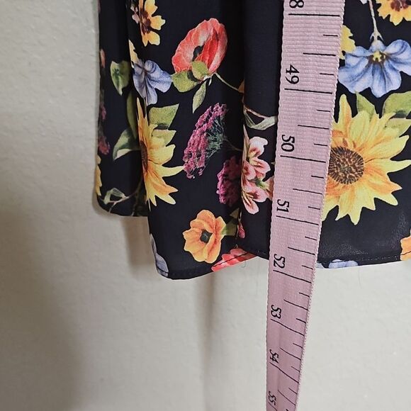 NWT Tahari Sunray Garden Sunflower Print Sleeveless V-Neck Plisse Maxi Dress XS - Picture 9 of 9